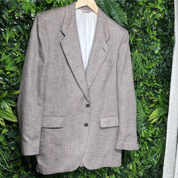 Oscar de la Renta Other - VINTAGE OSCAR DE LA RENTA Blazer Jacket Men 40 Tan 100% Wool Sport Coat Lined